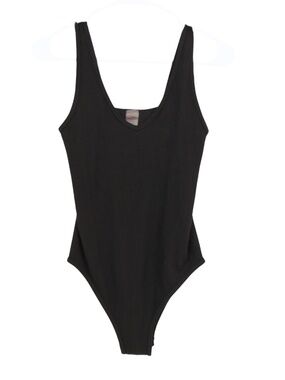 Love Charm Black Ribbed Bodysuit Tank Sleeveless Stretch M/L Minimalist